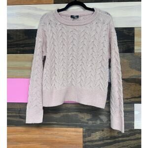 1.STATE Pink Cable Knit Metallic Sweater XS NWT